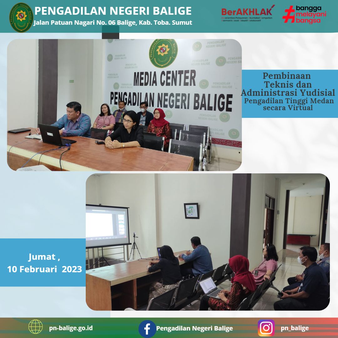 Pembinaan Teknis dan Administrasi Yudisial Pengadilan Tinggi Medan 10 Pebruari 2023 Pembinaan Teknis dan Administrasi Yudisial Pengadilan Tinggi Medan 10 Pebruari 2023